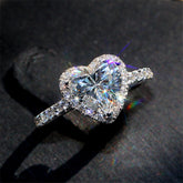 Heart Rings for Women Silver Color Wedding Engagement Bridal Jewelry Cubic Zirconia Stone